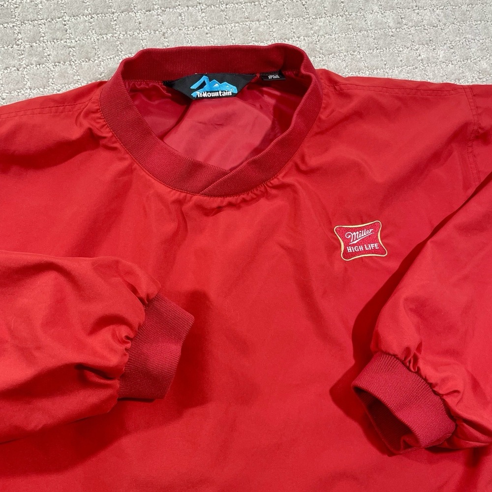 VTG Miller High Life Beer Size 2XL Red Drinking Y2K Pullover‎ Windbreaker Jacket